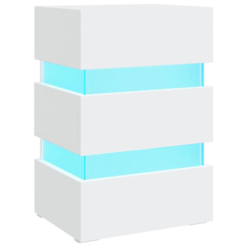 vidaXL Nočný stolík s LED, biely 45x35x67 cm, kompozitné drevo