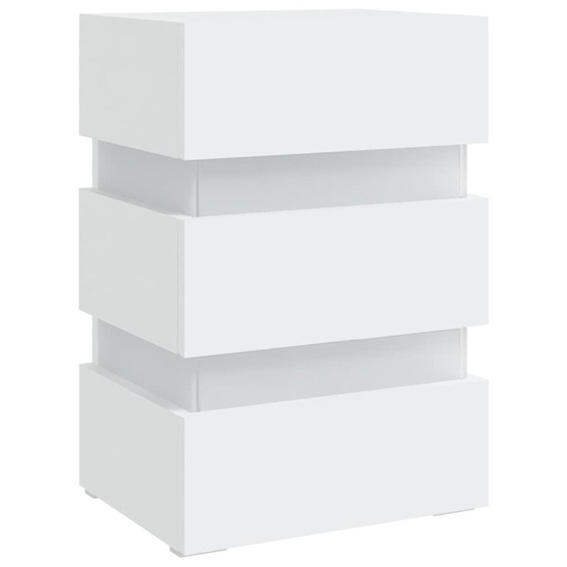 vidaXL Nočný stolík s LED, biely 45x35x67 cm, kompozitné drevo