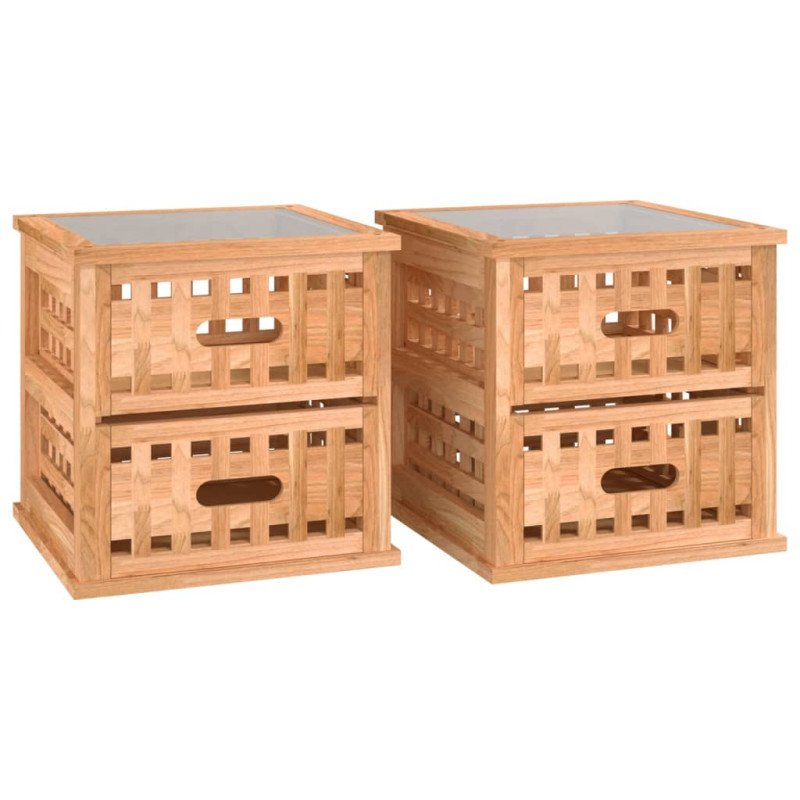 vidaXL Nočné stolíky 2 ks 34x34x34 cm orechový masív