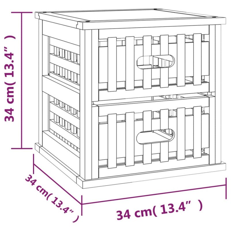 vidaXL Nočné stolíky 2 ks 34x34x34 cm orechový masív