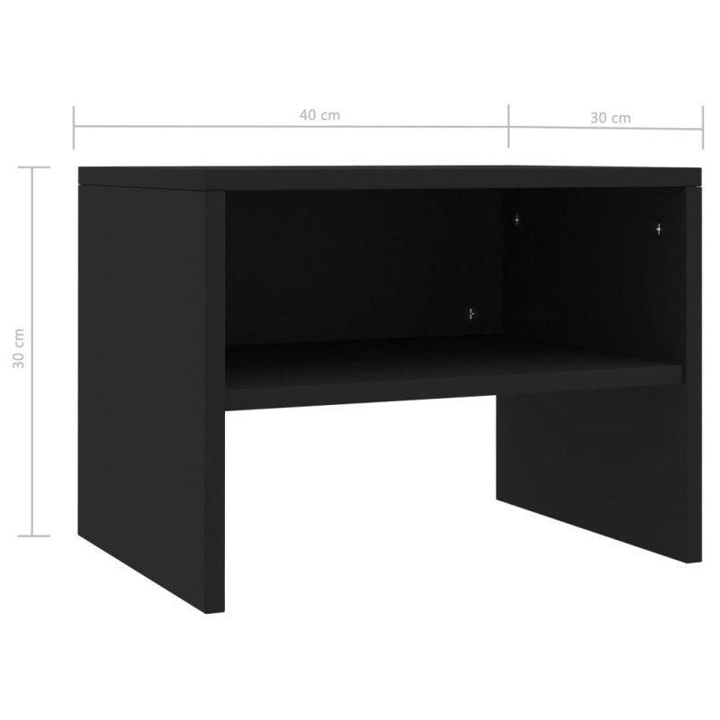 vidaXL Nočné stolíky 2 ks čierne 40x30x30 cm drevotrieska 