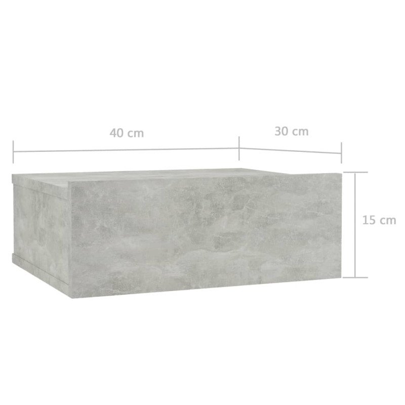 vidaXL Nástenné nočné stolíky 2 ks betónové 40x30x15 cm sprac. drevo