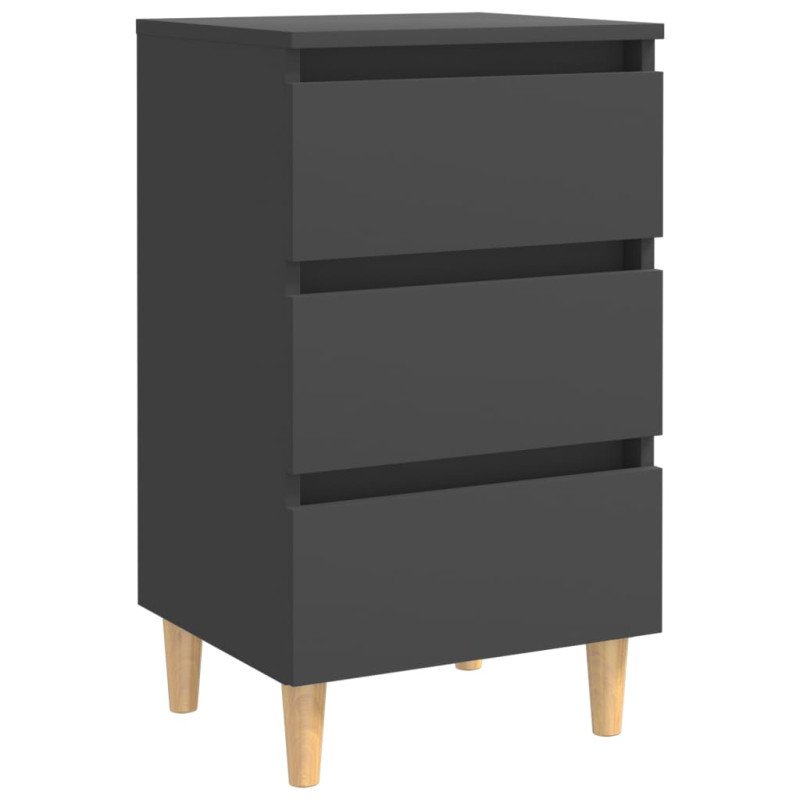 vidaXL Nočné stolíky nohy z masívneho dreva 2 ks sivé 40x35x69 cm