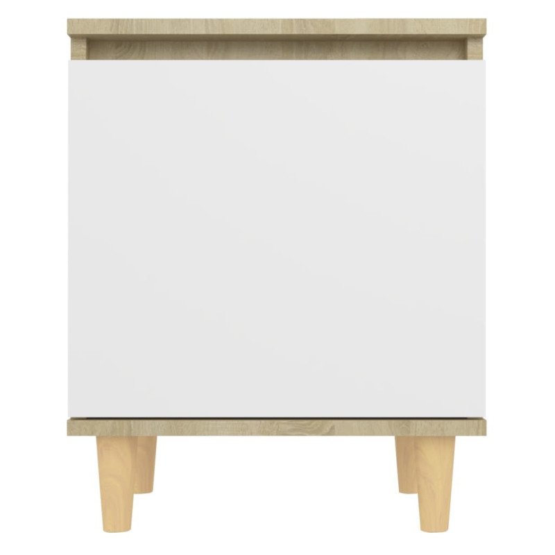 vidaXL Nočný stolík s drevenými nohami dub sonoma a biely 40x30x50 cm