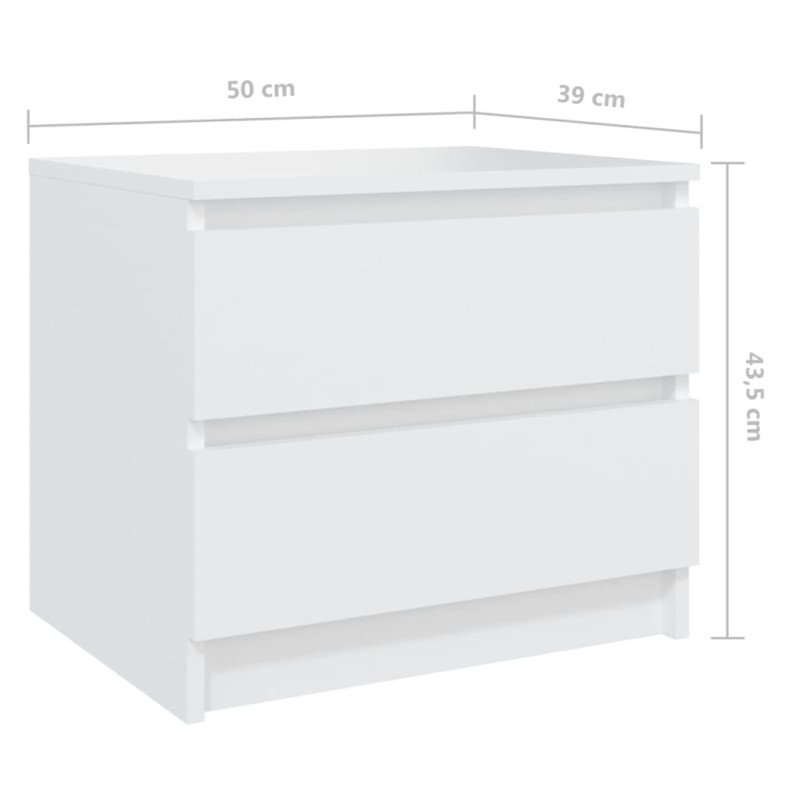 vidaXL Nočné stolíky 2 ks biele 50x39x43,5 cm drevotrieska