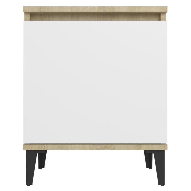 vidaXL Nočné stolíky kovové nohy 2 ks dub sonoma a biele 40x30x50 cm