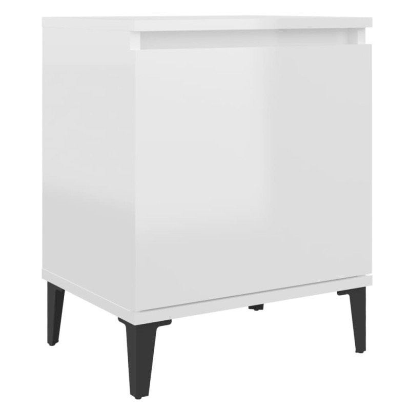 vidaXL Nočné stolíky 2 ks nohy z kovu lesklé biele 40x30x50 cm