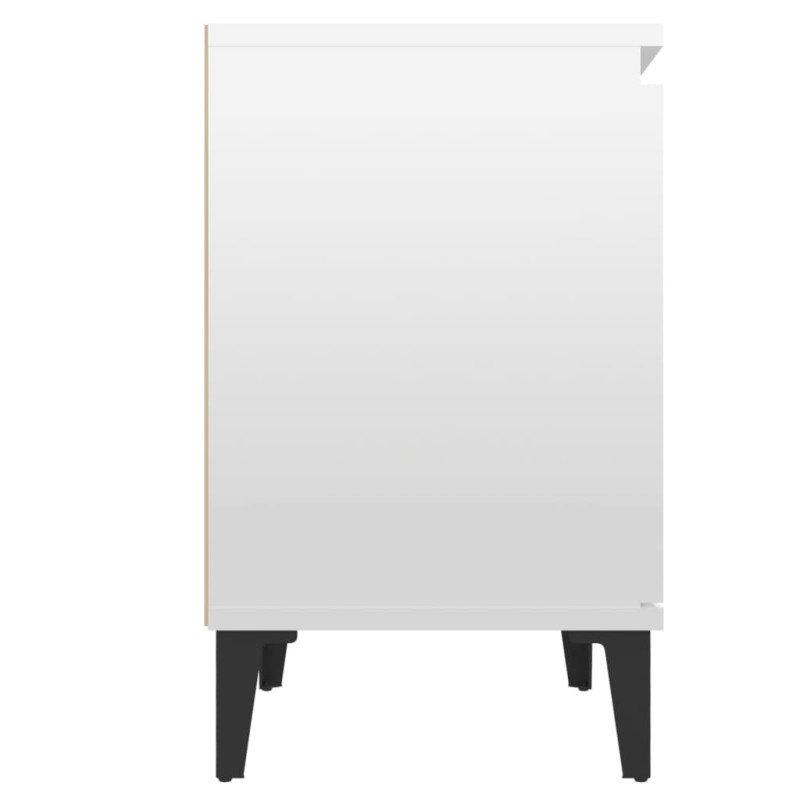 vidaXL Nočné stolíky 2 ks nohy z kovu lesklé biele 40x30x50 cm