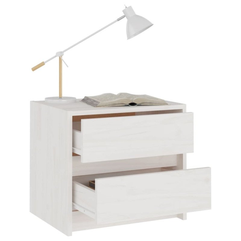 vidaXL Nočný stolík biely 40x30,5x35,5 cm borovicový masív