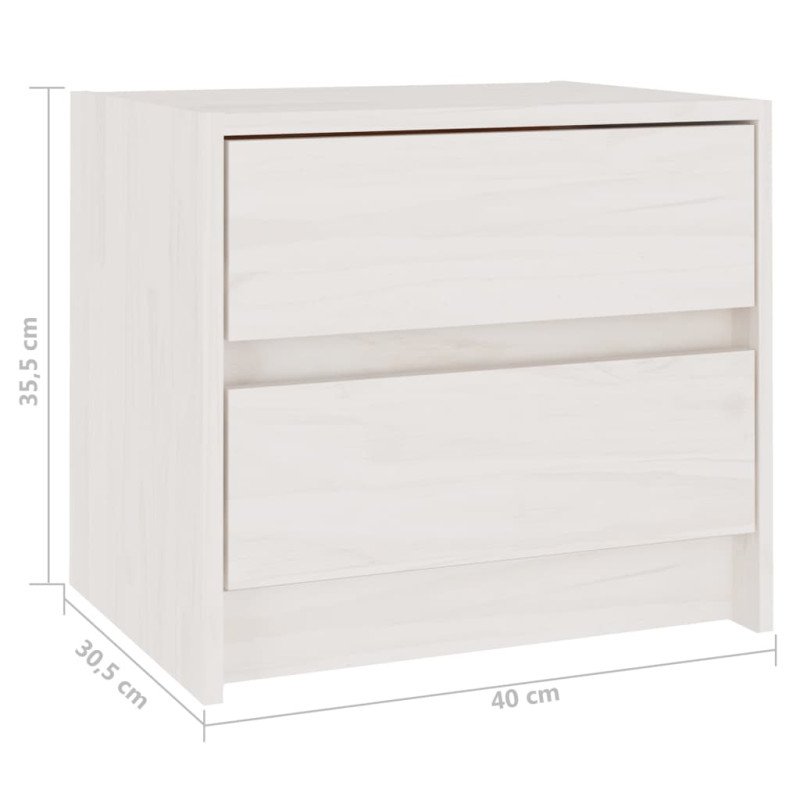vidaXL Nočný stolík biely 40x30,5x35,5 cm borovicový masív
