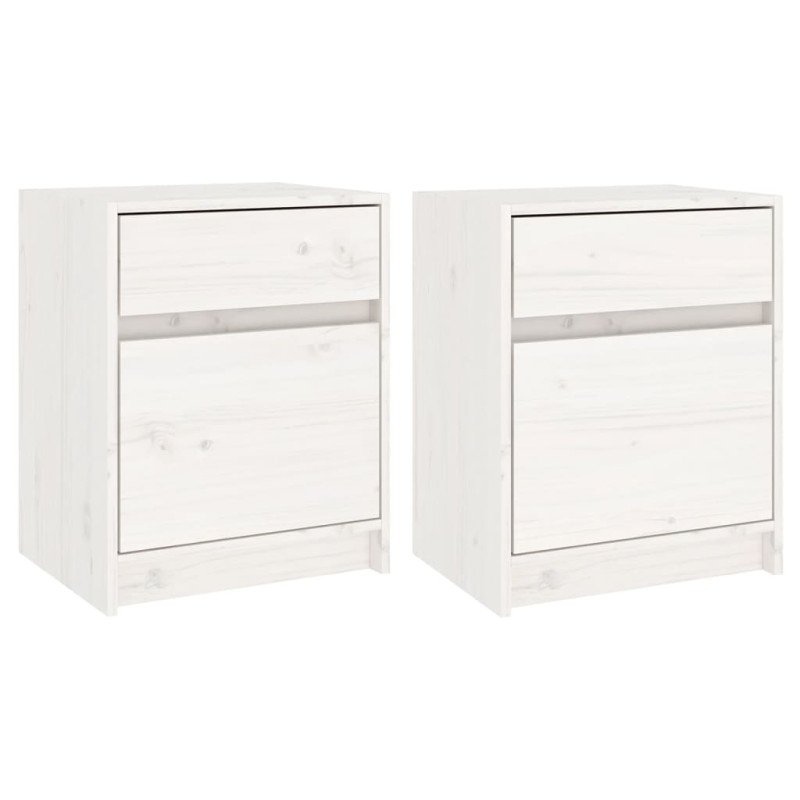 vidaXL Nočné stolíky 2 ks biele 40x31x50 cm borovicový masív