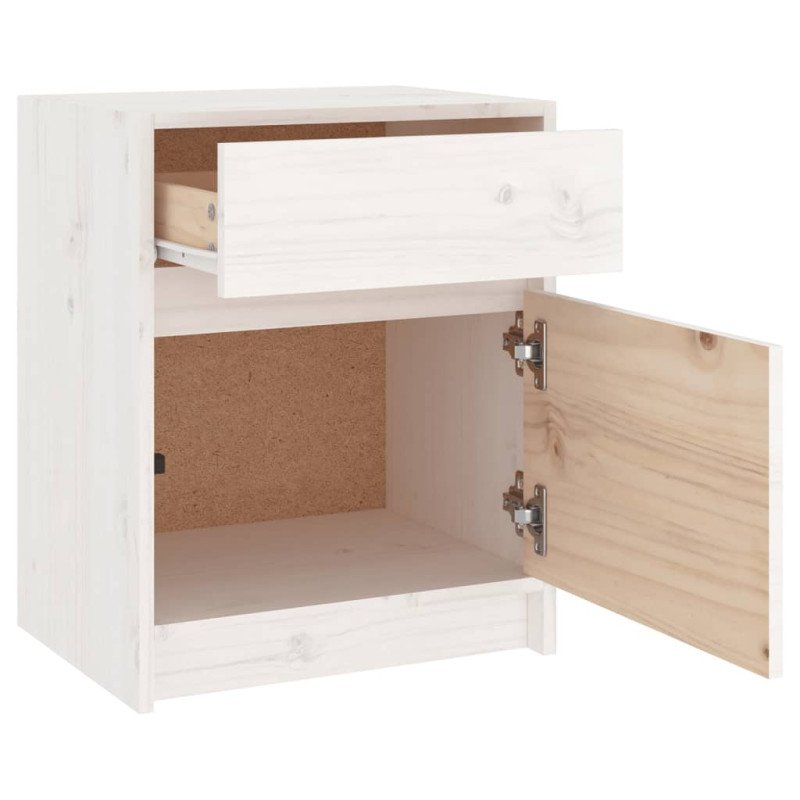 vidaXL Nočné stolíky 2 ks biele 40x31x50 cm borovicový masív