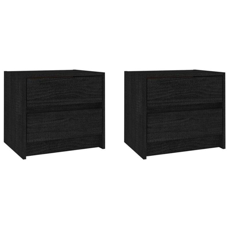 vidaXL Nočné stolíky 2 ks čierne 40x30,5x35,5 cm borovicový masív