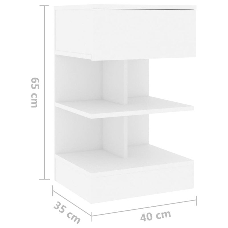 vidaXL Nočný stolík biely 40x35x65 cm drevotrieska