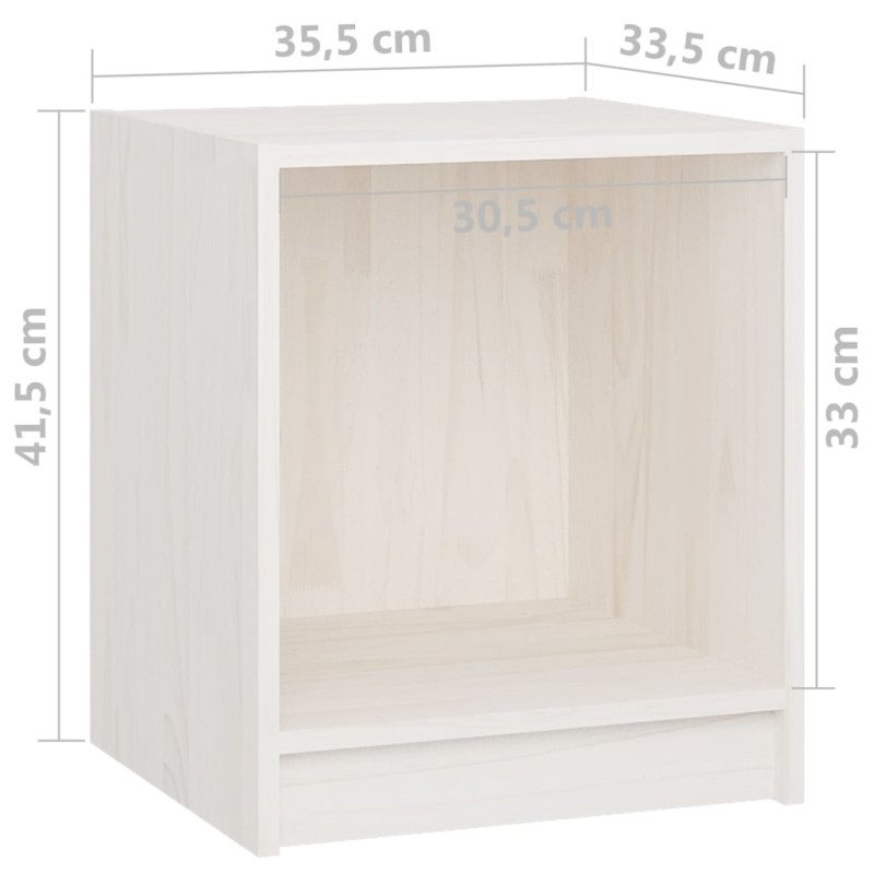 vidaXL Nočné stolíky 2 ks biele 35,5x33,5x41,5 cm borovicový masív