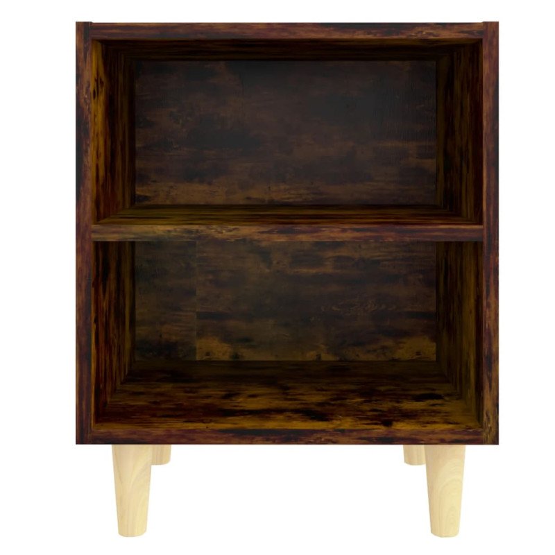 vidaXL Nočné stolíky nohy z masívneho dreva 2 ks dymový dub 40x30x50cm