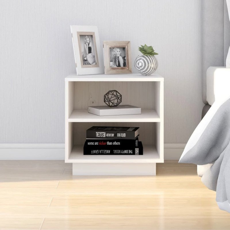 vidaXL Nočné stolíky 2 ks biele 40x34x40 cm masívne borovicové drevo