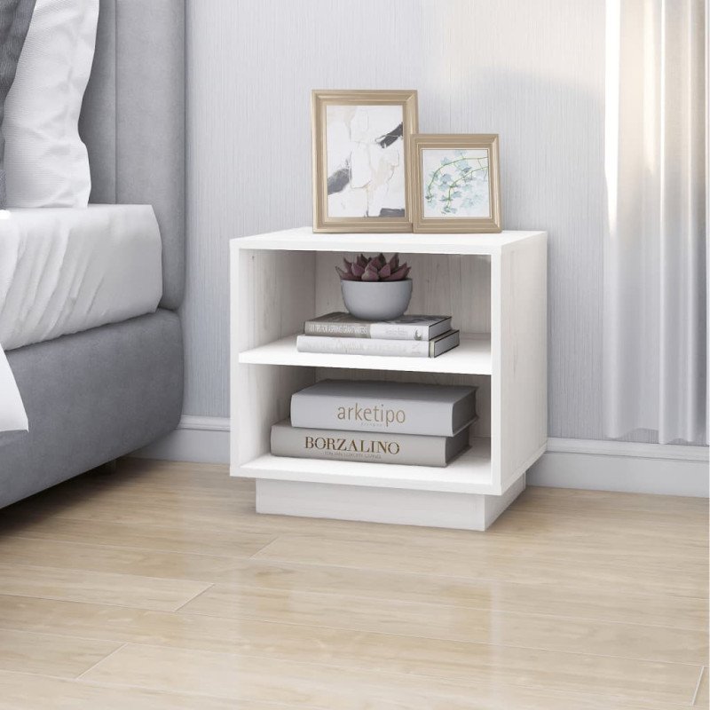 vidaXL Nočné stolíky 2 ks biele 40x34x40 cm masívne borovicové drevo