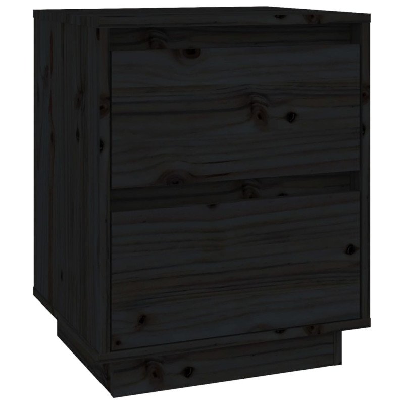 vidaXL Nočný stolík čierny 40x35x50 cm masívne borovicové drevo