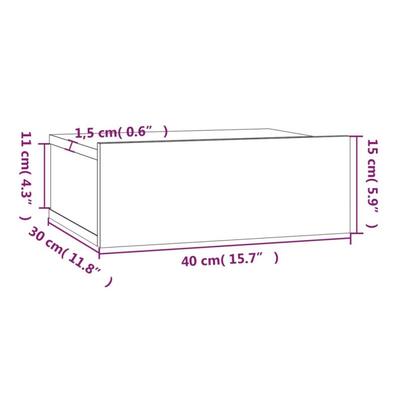vidaXL Nástenné nočné stolíky 2 ks hnedý dub 40x30x15cm sprac. drevo