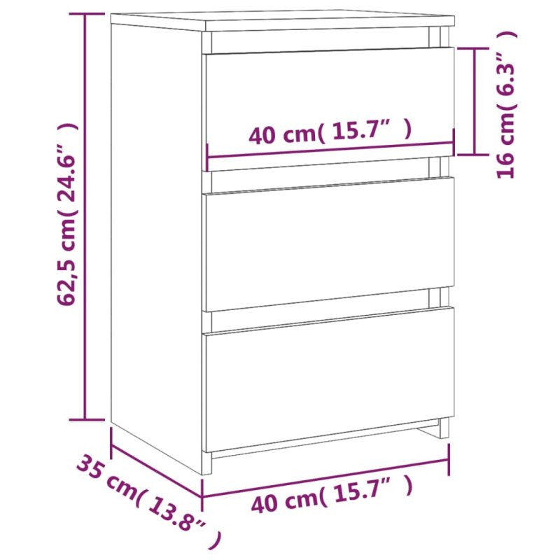 vidaXL Nočné stolíky 2ks sivý dub sonoma 40x35x62,5cm spracované drevo