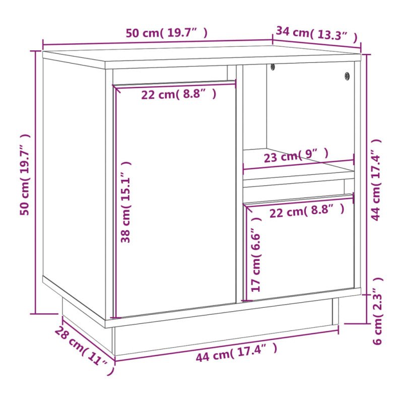vidaXL Nočné stolíky 2 ks 50x34x50 cm borovicový masív