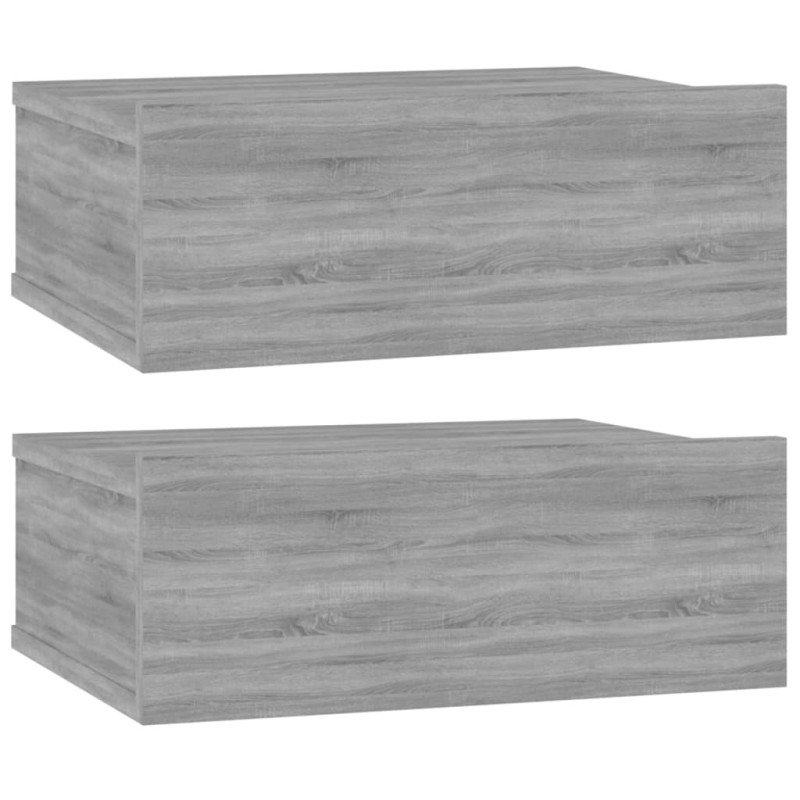 vidaXL Nástenné nočné stolíky 2 ks sivé sonoma 40x30x15cm sprac. drevo