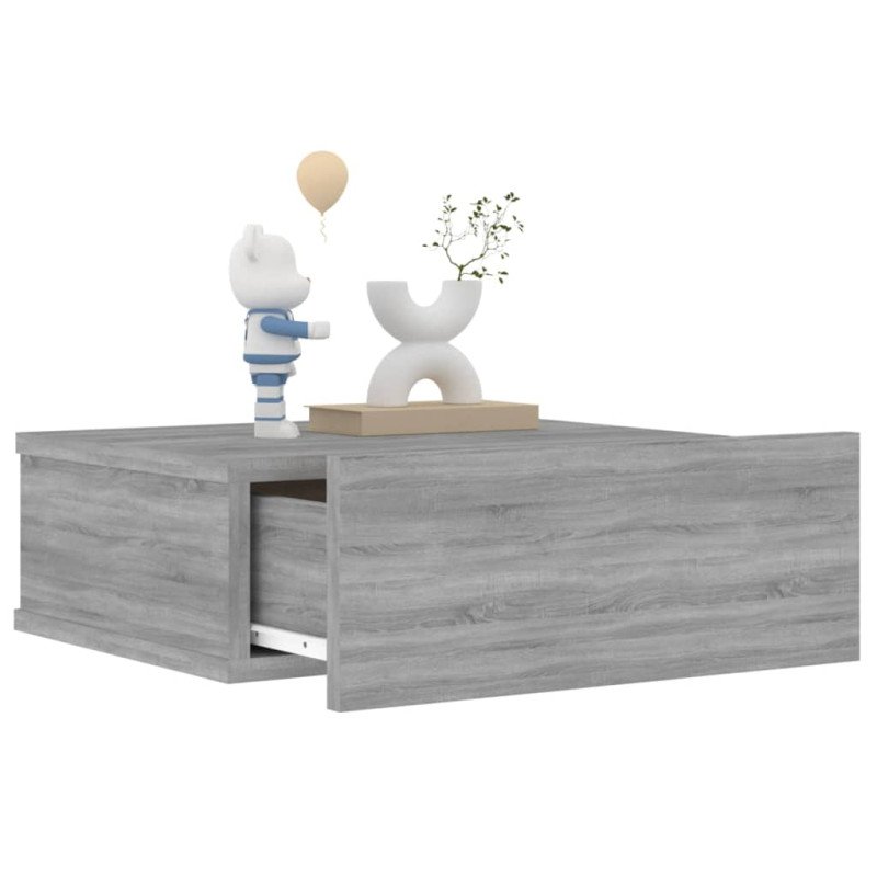 vidaXL Nástenné nočné stolíky 2 ks sivé sonoma 40x30x15cm sprac. drevo