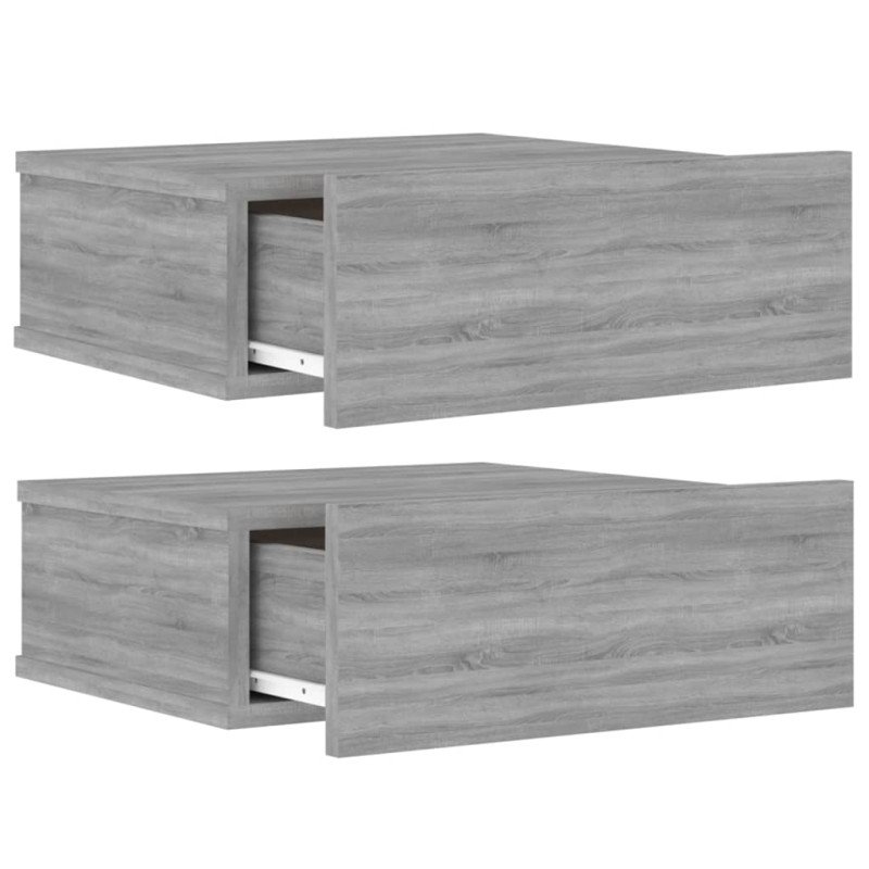 vidaXL Nástenné nočné stolíky 2 ks sivé sonoma 40x30x15cm sprac. drevo