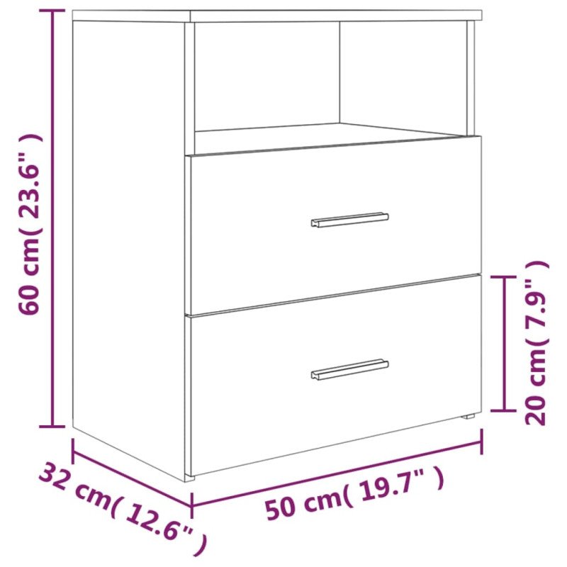 vidaXL Nočné stolíky 2 ks dymový dub 50x32x60 cm