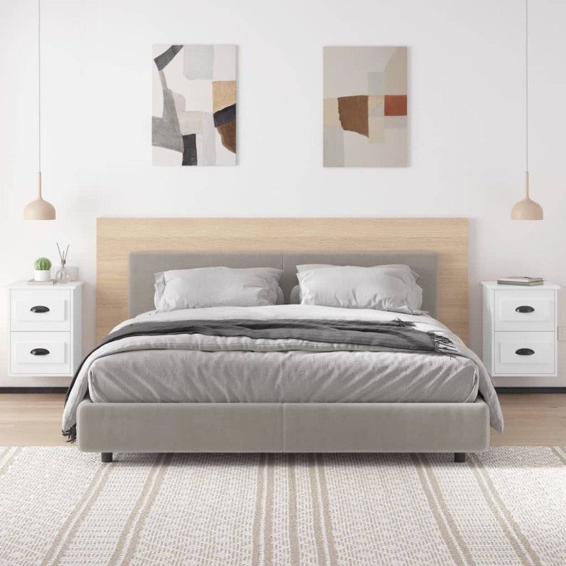 vidaXL Nástenné nočné stolíky 2 ks lesklé biele 41,5x36x53 cm