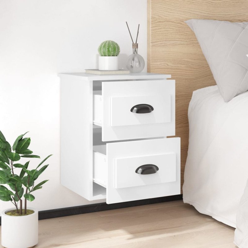 vidaXL Nástenné nočné stolíky 2 ks lesklé biele 41,5x36x53 cm