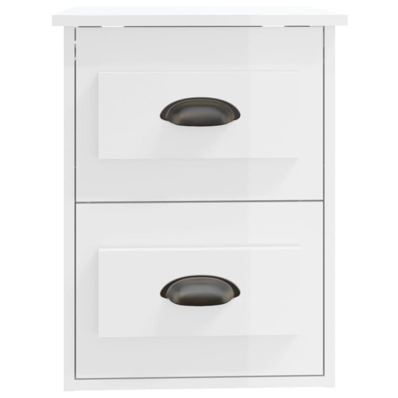 vidaXL Nástenné nočné stolíky 2 ks lesklé biele 41,5x36x53 cm