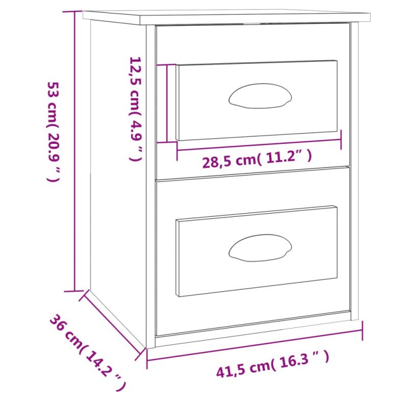 vidaXL Nástenné nočné stolíky 2 ks lesklé biele 41,5x36x53 cm