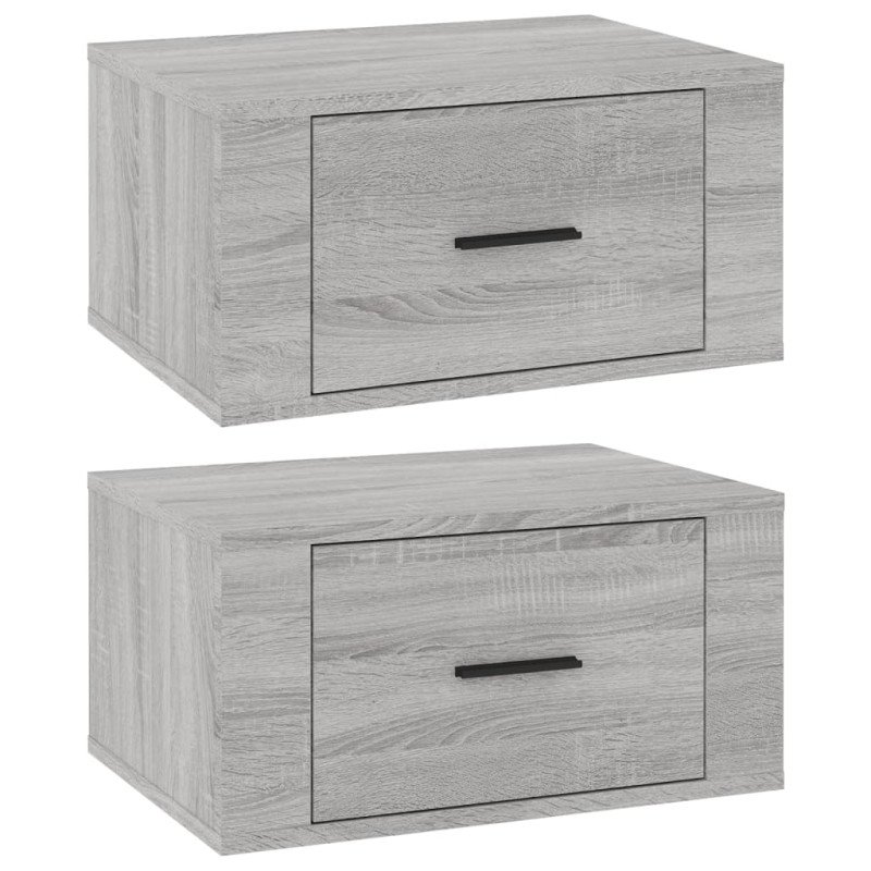 vidaXL Nástenné nočné stolíky 2 ks sivé dub sonoma 50x36x25 cm