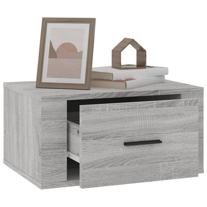 vidaXL Nástenné nočné stolíky 2 ks sivé dub sonoma 50x36x25 cm