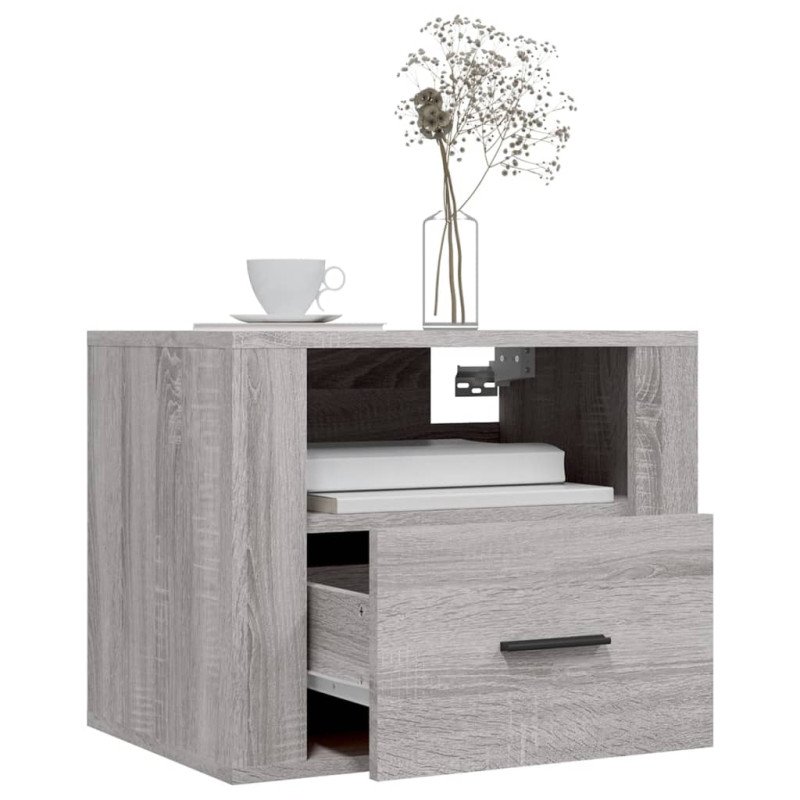vidaXL Nástenné nočné stolíky 2 ks sivé dub sonoma 50x36x40 cm