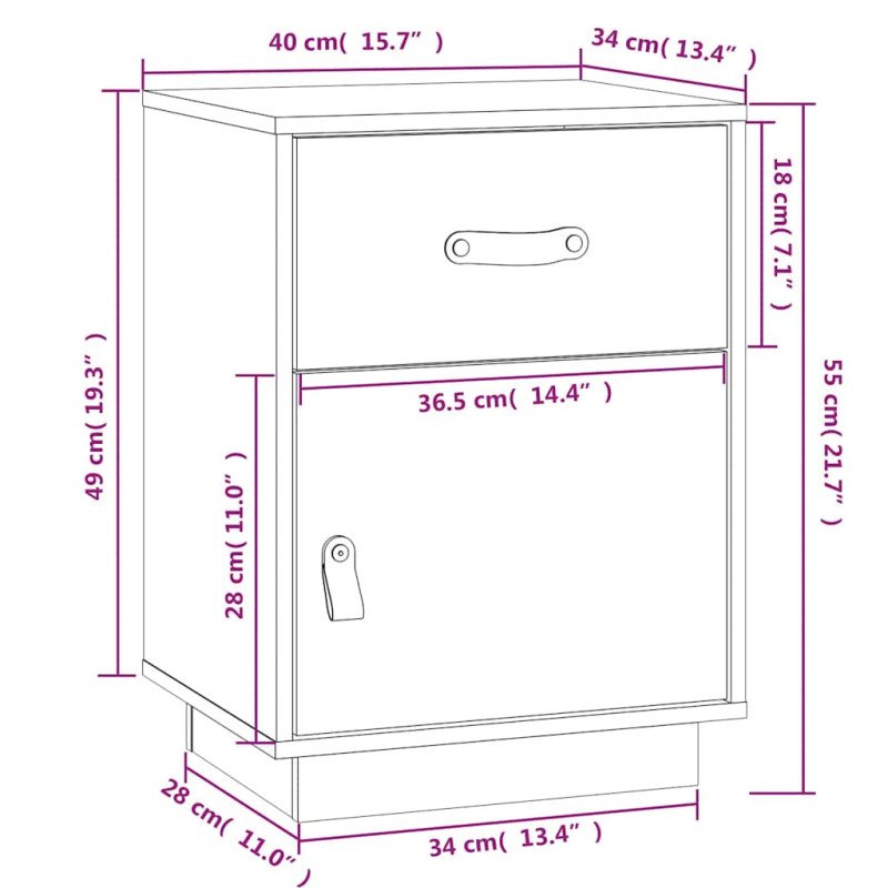 vidaXL Nočné stolíky 2 ks sivé 40x34x55 cm borovicový masív