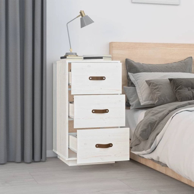 vidaXL Nočné stolíky 2 ks biele 40x40x75 cm masívne borovicové drevo vidaXL Nočné stolíky 2 ks biele 40x40x75 cm masívne borovicové drevo