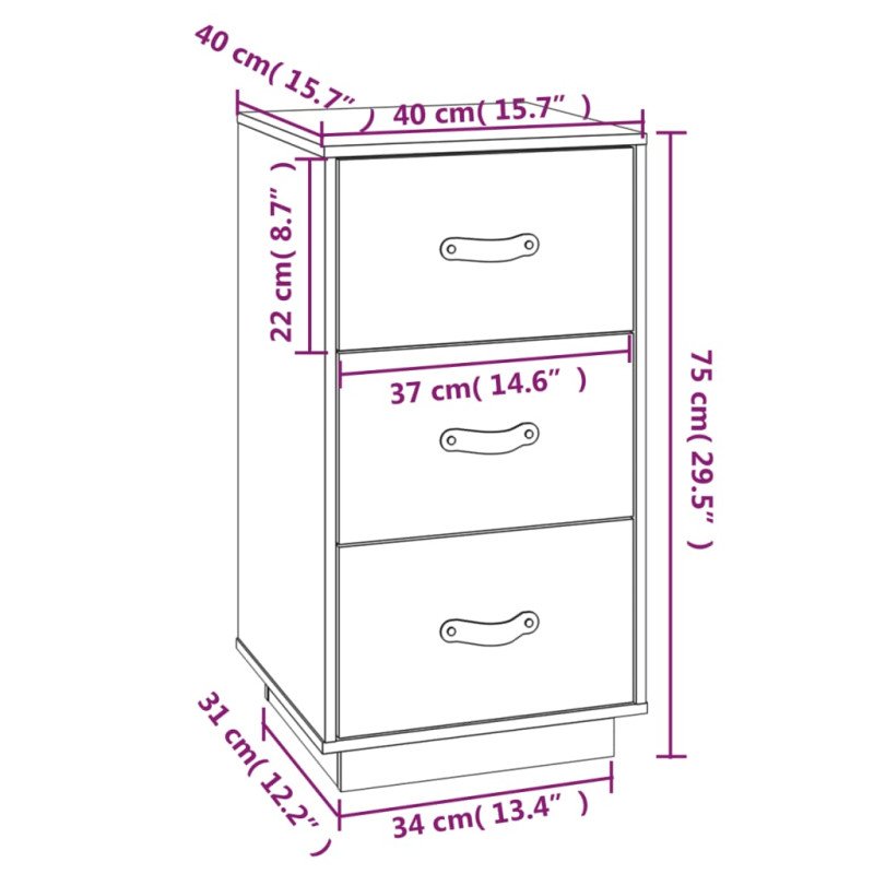 vidaXL Nočné stolíky 2 ks biele 40x40x75 cm masívne borovicové drevo vidaXL Nočné stolíky 2 ks biele 40x40x75 cm masívne borovicové drevo