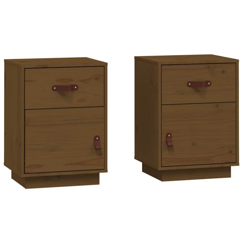 vidaXL Nočné stolíky 2 ks medovo-hnedé 40x34x55 cm borovicový masív