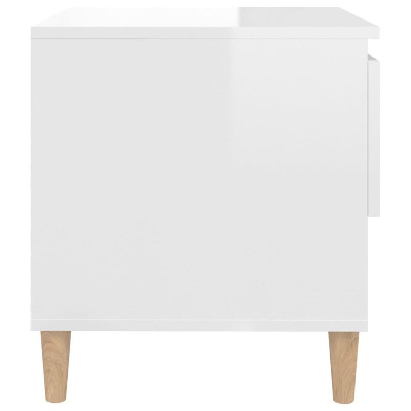 vidaXL Nočný stolík lesklý biely 50x46x50 cm spracované drevo