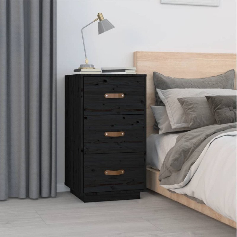 vidaXL Nočné stolíky 2 ks čierne 40x40x75 cm borovicový masív
