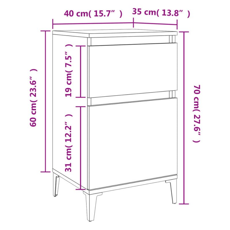 vidaXL Nočné stolíky 2 ks hnedý dub 40x35x70 cm