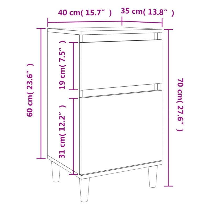 vidaXL Nočné stolíky 2 ks biele 40x35x70 cm