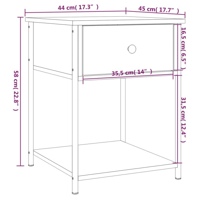 vidaXL Nočné stolíky 2 ks čierne 44x45x58 cm kompozitné drevo