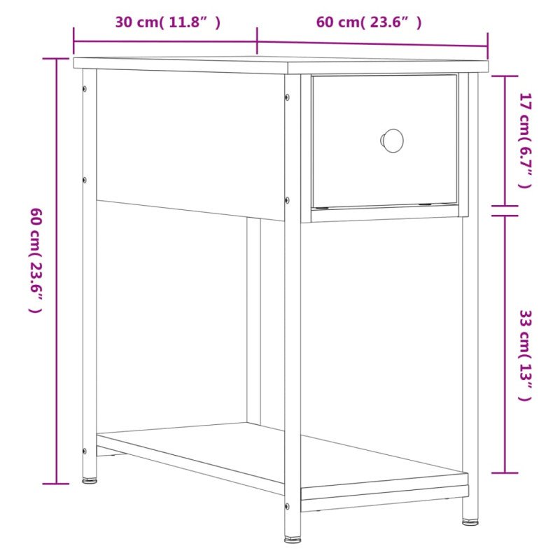 vidaXL Nočný stolík čierny 30x60x60 cm kompozitné drevo