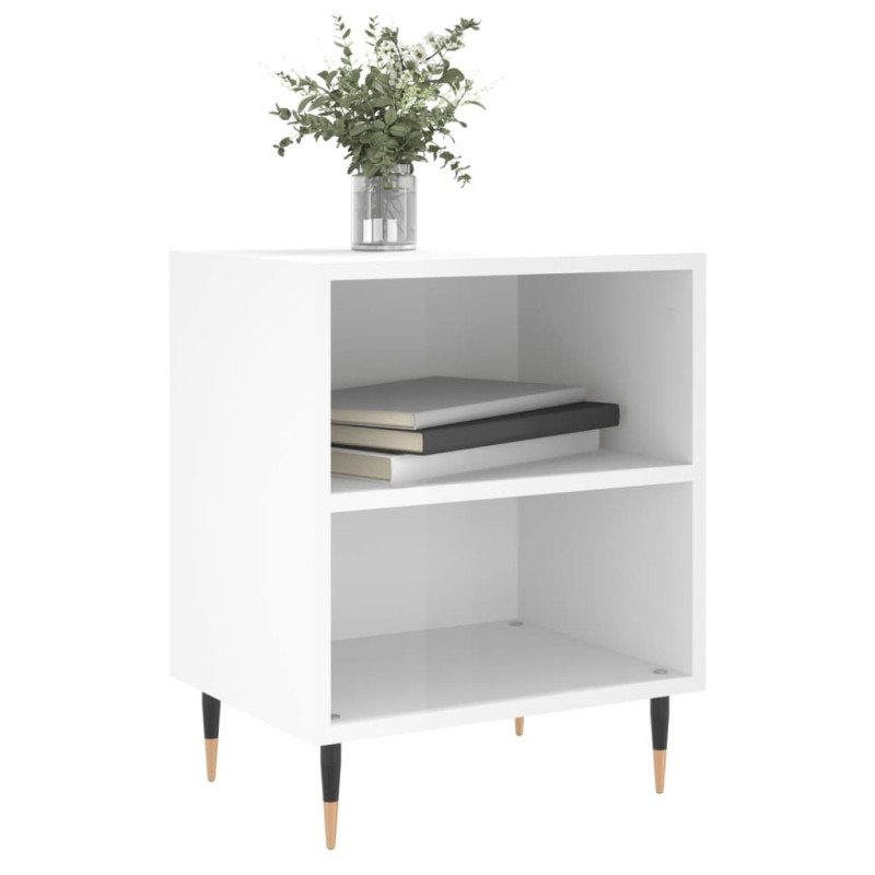 vidaXL Nočné skrinky 2 ks lesklé biele 40x30x50 cm kompozitné drevo