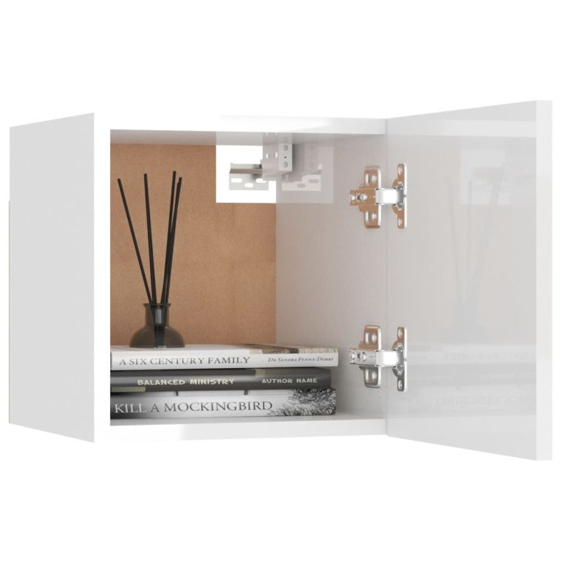 vidaXL Nočný stolík vysokolesklý biely 30,5x30x30 cm drevotrieska