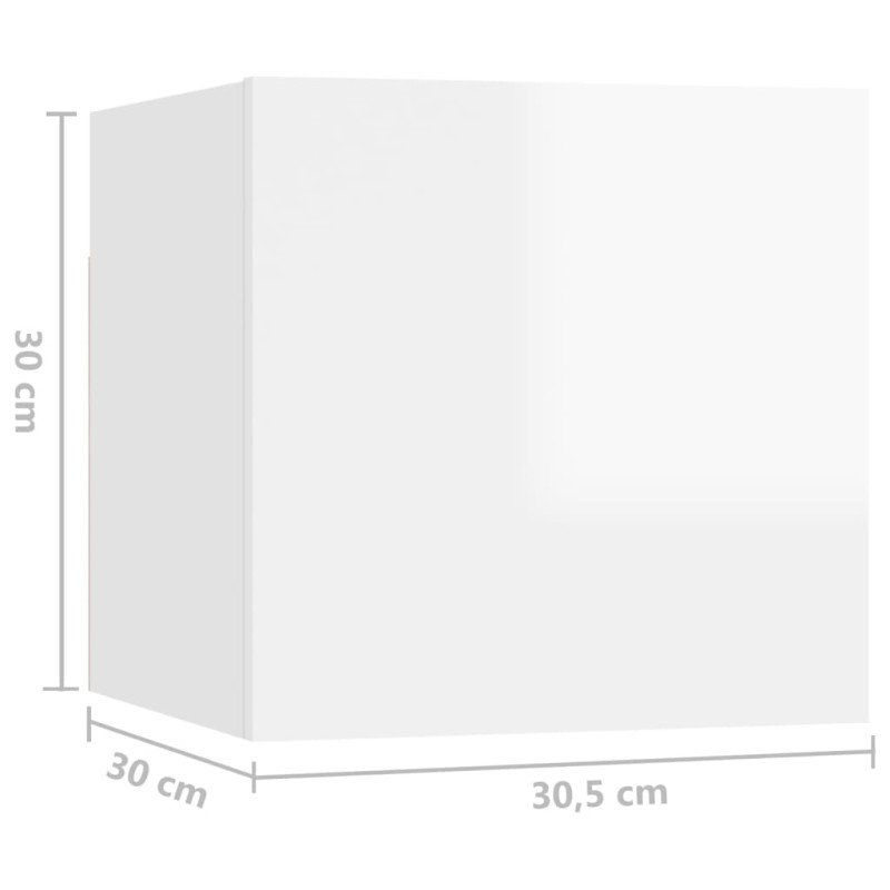 vidaXL Nočný stolík vysokolesklý biely 30,5x30x30 cm drevotrieska